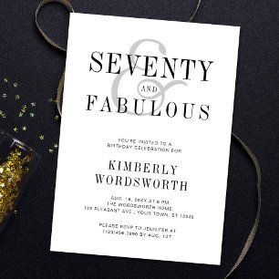 Convites Moderno Elegante Setenta e Fabuloso Aniversário de