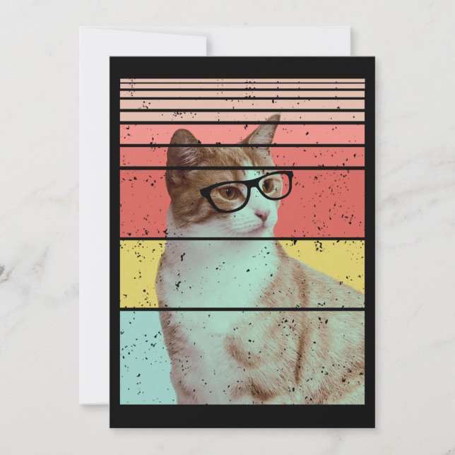 CONVITES MODERNO ENGRAÇADO GATO FOFO VINTAGE  (Frente)