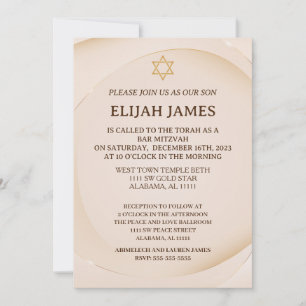 Convites Moderno Estrela de Davi de Ouro Elegante Bar Mitzv