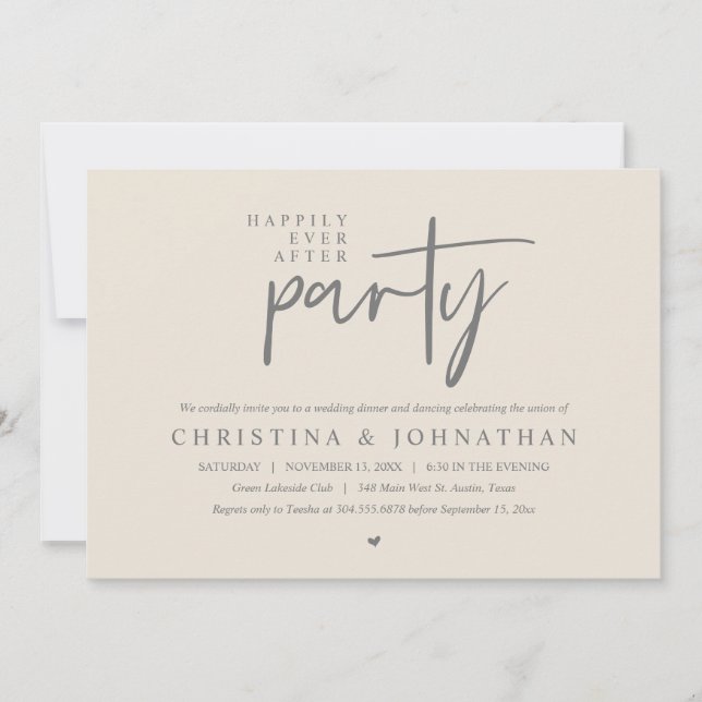 Convites Moderno Felizmente Depois do Janto de Casamento de (Frente)