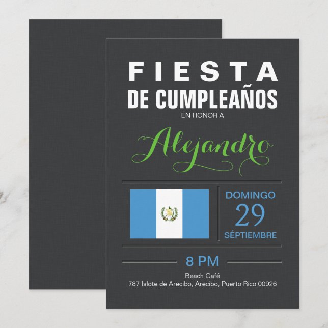 Convites Moderno: Festa da Guatemala (Frente/Verso)