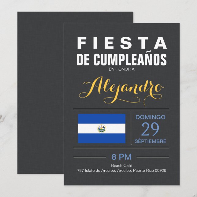 Convites Moderno: Festa de El Salvador (Frente/Verso)