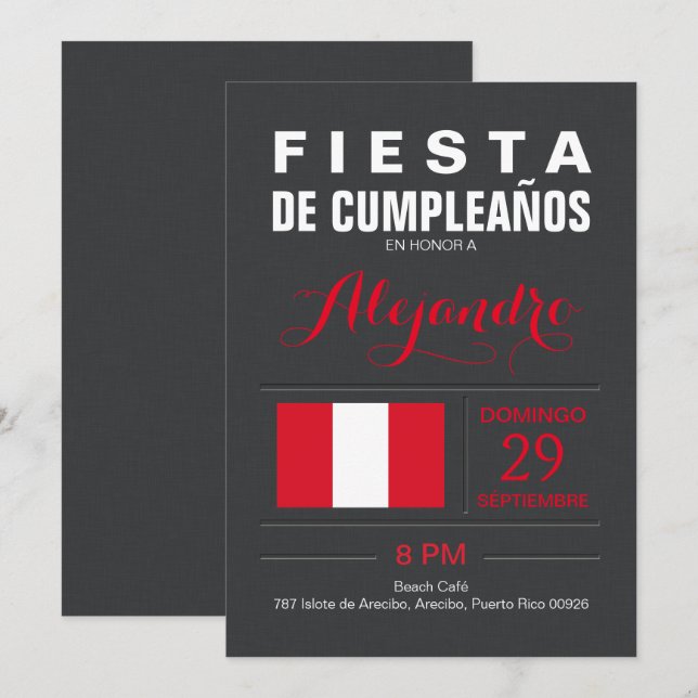 Convites Moderno: Festa do Peru (Frente/Verso)