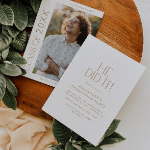 Convites Moderno Fete Dourado Ele Fez Isso Festa de formatu