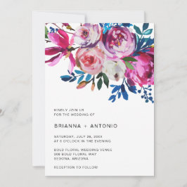 Convites Moderno Floral Brilhante, Tudo Em Um Casamento