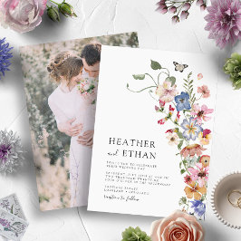 Convites Moderno Floral Foto Casamento