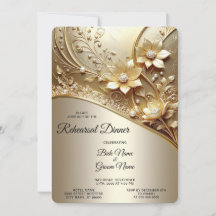 Moderno Floral Ornamentado Dourado com Pérolas Ens