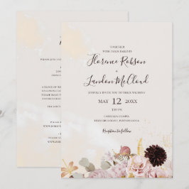 Convites Moderno Floral Simples Aquarela Tudo Em Um Casamen
