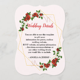 Convites Moderno Geométrico Vermelho Floral-casamento Recep