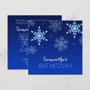 Convites Moderno inverno País das Maravilhas Azul Bat Mitz