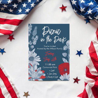 Convites Moderno Jardim Floral Americano Quatro de Julho