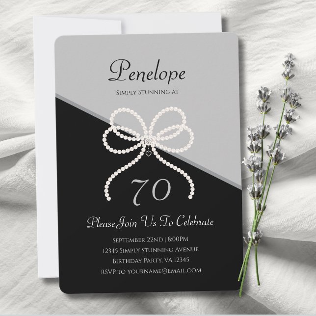 Convites Moderno Luxuoso Simplesmente Deslumbrante Aniversá (A simply stunning 70th birthday invitation for a milestone celebration.)