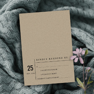 CONVITES MODERNO MINIMAL KRAFT TYPOGRAPHY WEDTING RSVP