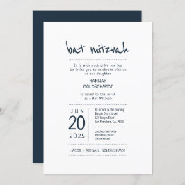 Convites Moderno + Minimalista Bat Mitzvah