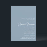 Convites Moderno Minimalista Bat Mitzvah Script Dusty Blue<br><div class="desc">Convite Mínimo Moderno a Bat Mitzvah</div>