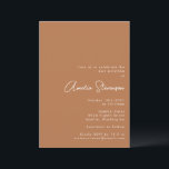 Convites Moderno Minimalista Bat Mitzvah Script Terracotta<br><div class="desc">Convite Mínimo Moderno a Bat Mitzvah em Boho Terracotta Brown</div>