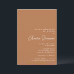 Convites Moderno Minimalista Bat Mitzvah Script Terracotta<br><div class="desc">Convite Mínimo Moderno a Bat Mitzvah em Boho Terracotta Brown</div>