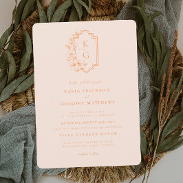 Convites Moderno Minimalista | Casamento em Bege e Rosa