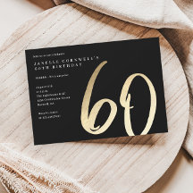 Moderno Minimalista Dourado Tipo 60º Aniversário