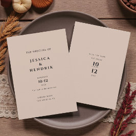 Convites Moderno Minimalista Elegante Casamento Bisque