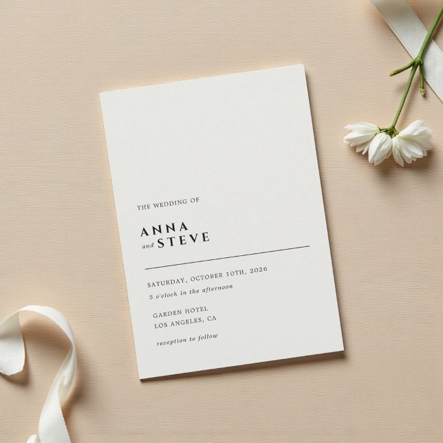 Convites Moderno Minimalista Elegante Simples Casamento Mar (Modern Minimalist Elegant Simple Ivory Wedding Invitation)