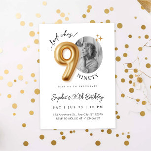 Convites Moderno Minimalista Foto de Aniversário de 90 Anos