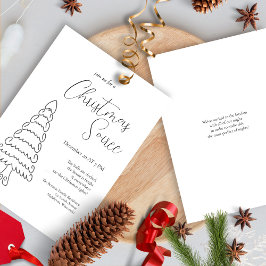 Convites Moderno Minimalista Natal Branco Preto Elegante