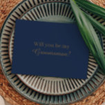 Convites Moderno Minimalista | Proposta para Padrinho de Ca<br><div class="desc">Este convite de proposta para padrinho de casamento azul naval dourado moderno minimalista é perfeito para o seu casamento moderno. Este design apresenta caligrafia dourada elegante com fundo azul naval para combinar com o seu casamento tradicional formal ou simples boho na primavera, verão ou outono. Por favor, sinta-se à vontade...</div>