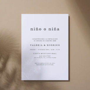 Convites Moderno Minimalista Revelação do Sexo Nino o Nina 