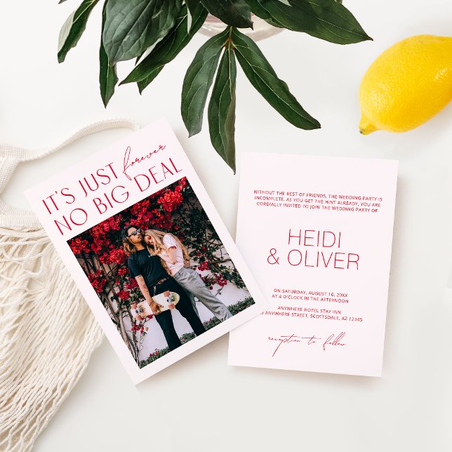 Convites Moderno Minimalista Rosa Corado Digital Foto Casam (Criador carregado)