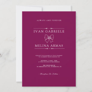Convites Moderno Minimalista Roxo Casamento de Foto Elegant