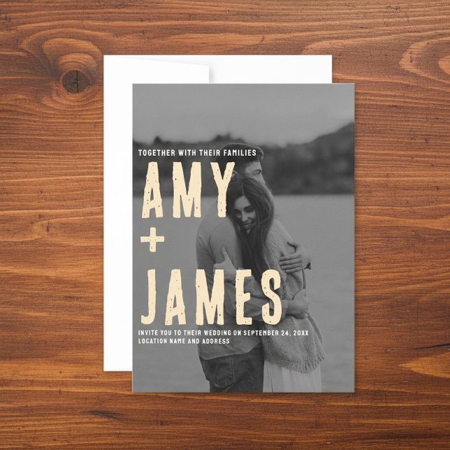 Convites Moderno Minimize seu casamento com Foto e Código Q (Modern Minimal your Photo and QR Code wedding Invitation.)