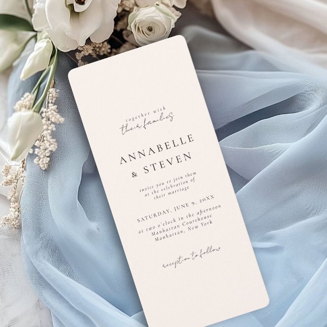 Convites Moderno, mínimo, bege, casamento (Photo, Modern, Minimal, Beige, Wedding Invitation)