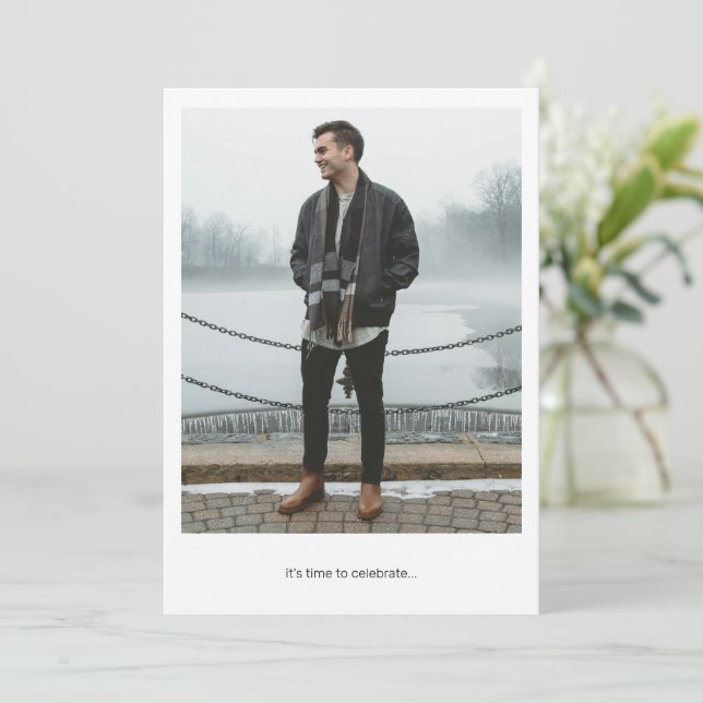 Convites Moderno Mínimo Dois Graduação de Foto em Branco Pr (Em pé/Frente)