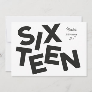 Convites Moderno mínimo ousado tipografia de 16 anos