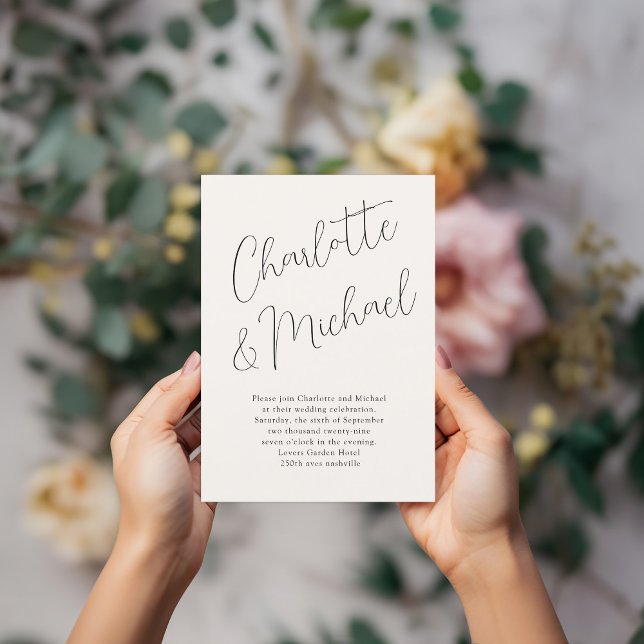 Convites Moderno, Mínimo, Tipografia, Casamento (Modern, Minimal, Typography, Wedding Invitation.)