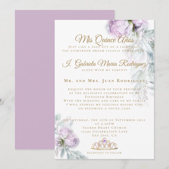 Convites Moderno Mis Quince Años Quinceañera (Frente/Verso)