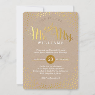 Convites MODERNO NA MODA WEDDING - minigold confetti kraft