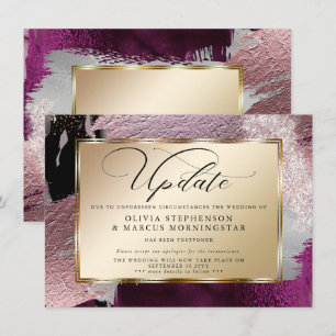 Convites Moderno Negativo Abstrato Vinho Cassis Adiamento