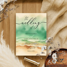 Convites Moderno Ocean Beach Watercolor Sunny