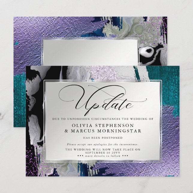 Convites Moderno Ousado Abstrato Orquídea Adiamento Aquátic (Frente/Verso)