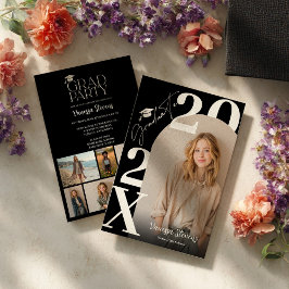 Convites Moderno Ousado Branco Preto Tendência 6 fotos grad