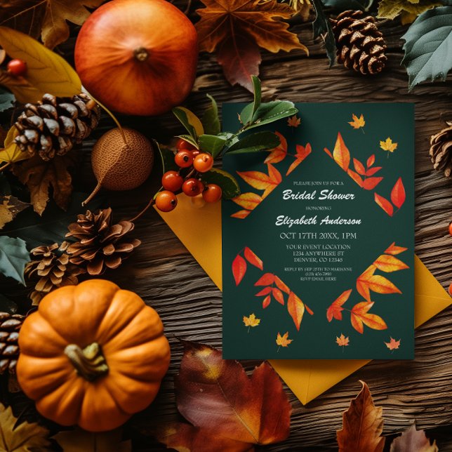 Convites Moderno outono Russo deixa Chá de panela (Criador carregado)