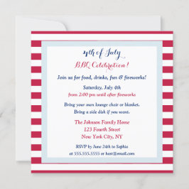 Convites Moderno Patriótico 4º de julho Partido Barbeque de