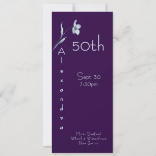 Convites Moderno Plum Noir Vertical Floral 50º Aniversário