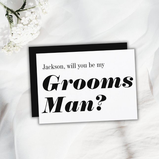 Convites Moderno Preto Branco Será Meu Padrinho (Modern Black White Will You Be My Groomsman Invitation
)