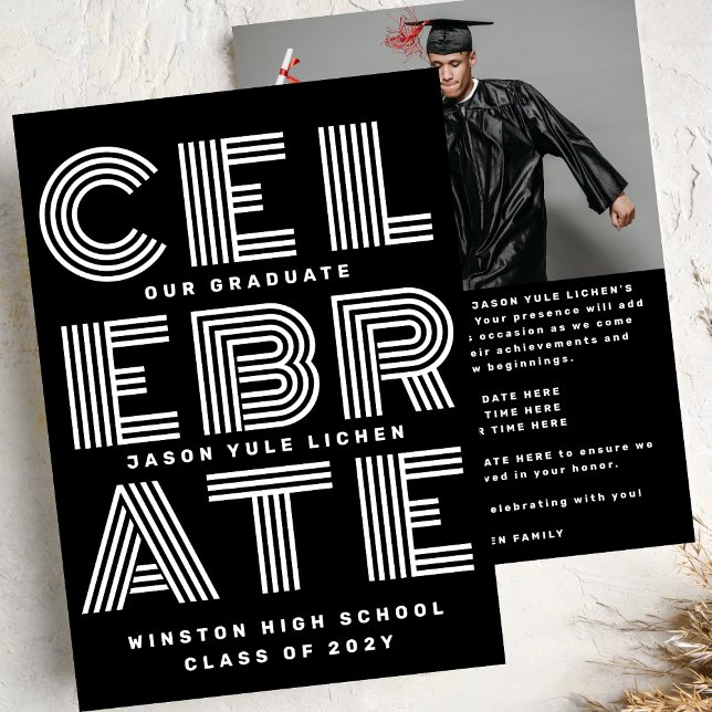 Convites MODERNO PRETO E BRANCO | Classe do FORMANDO 2024 (Criador carregado)