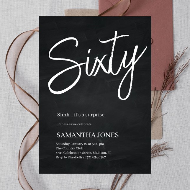 Convites Moderno preto e branco Sessenta e sessenta Festas  (Criador carregado)