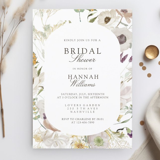 Convites Moderno, primavera Chá de panela (Modern, floral, boho, spring wedding invitation. Print+Download)
