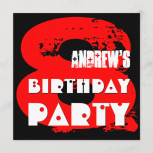 Convites Moderno RED 8ª Festa de aniversário V11 de 8 anos